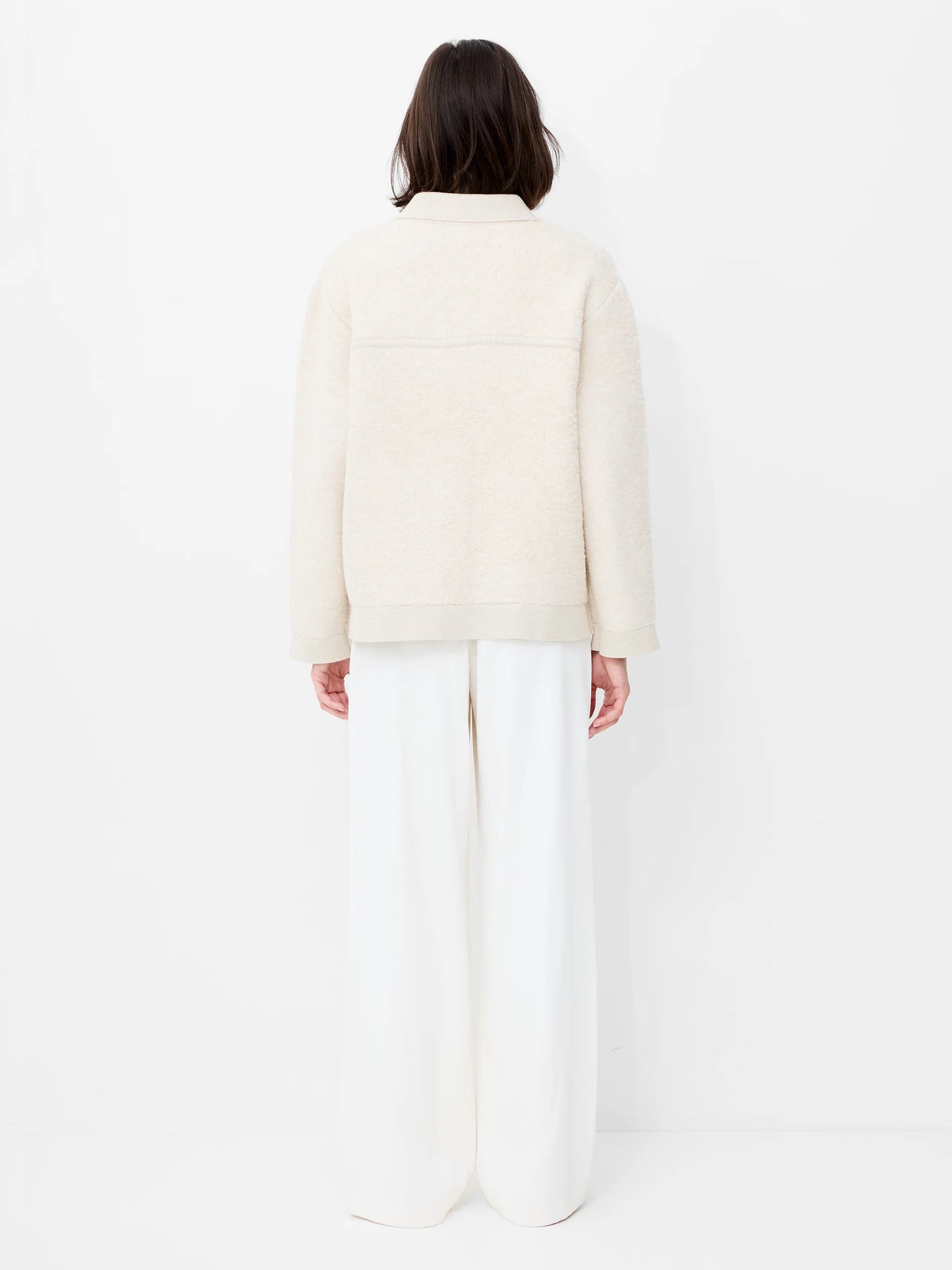 Ramira Long Sleeve Boucle Knit Jacket - Porcelain