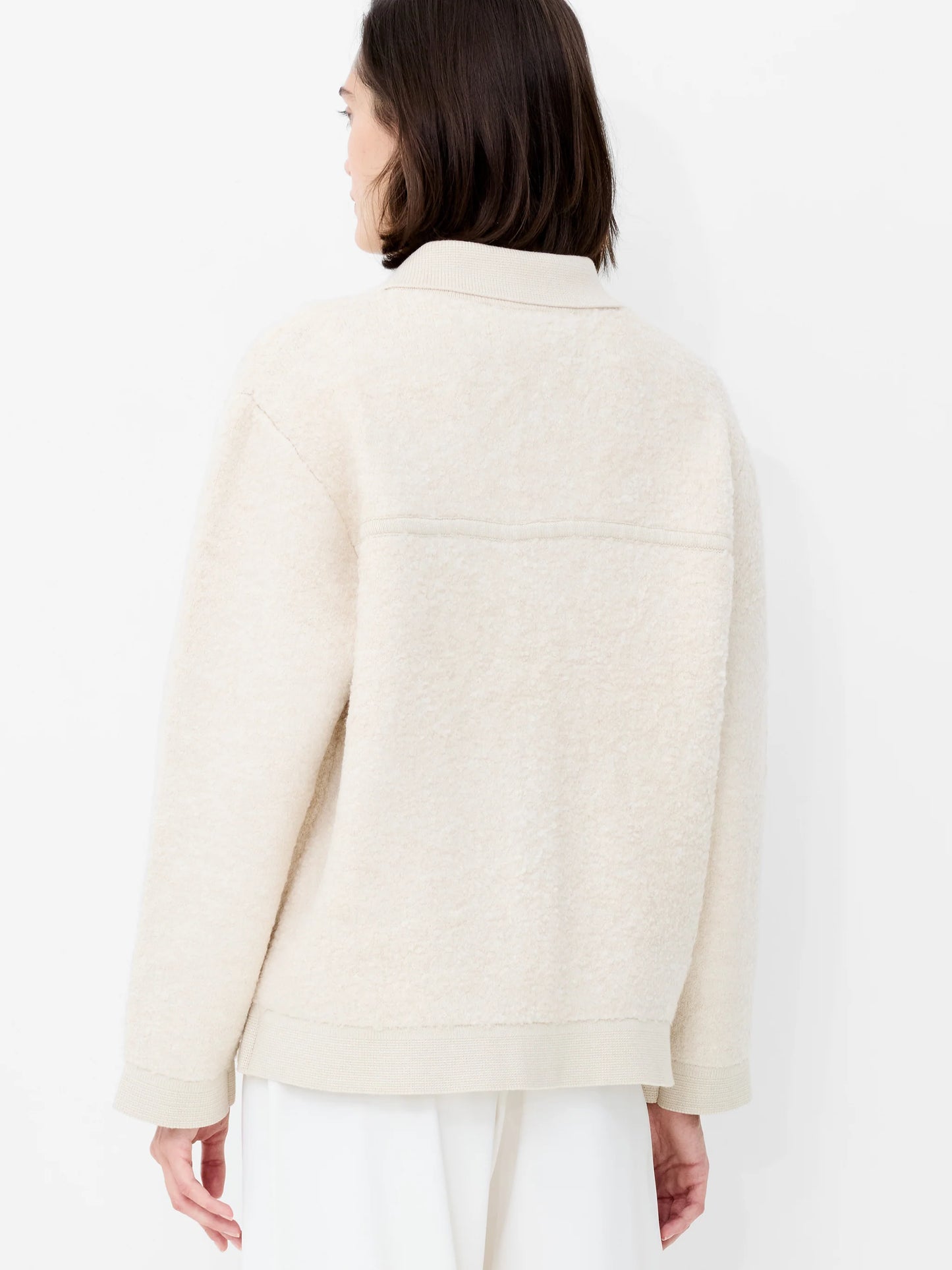 Ramira Long Sleeve Boucle Knit Jacket - Porcelain