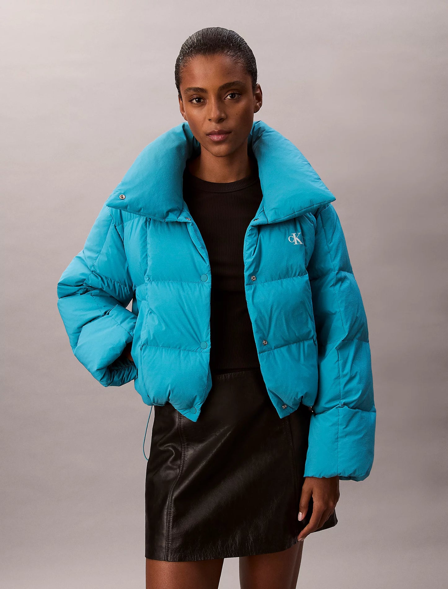 Short Down Puffer Jacket - Teal Slate