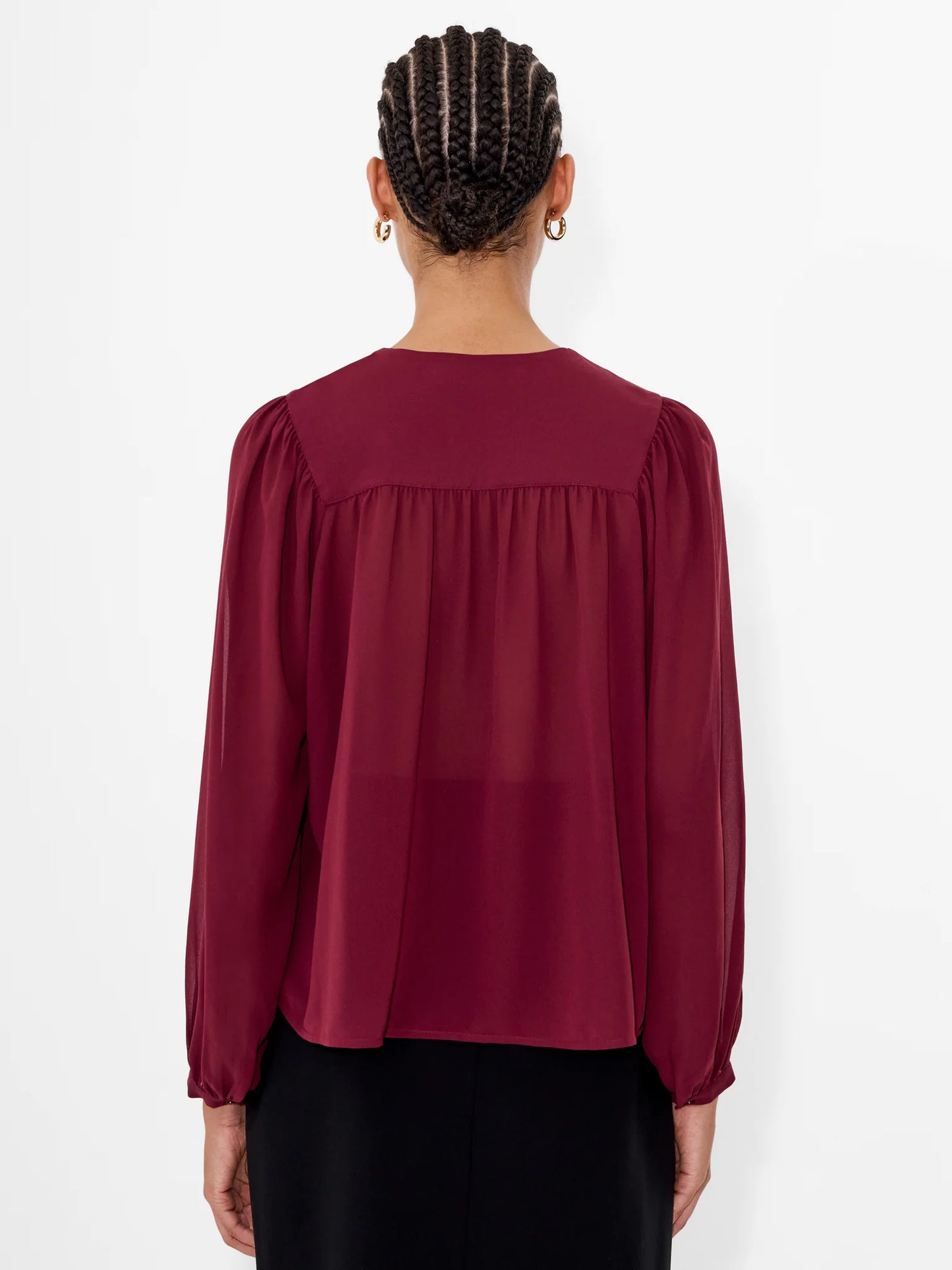 Eden Wesley Balloon Sleeve Shirt - Bordeaux Red