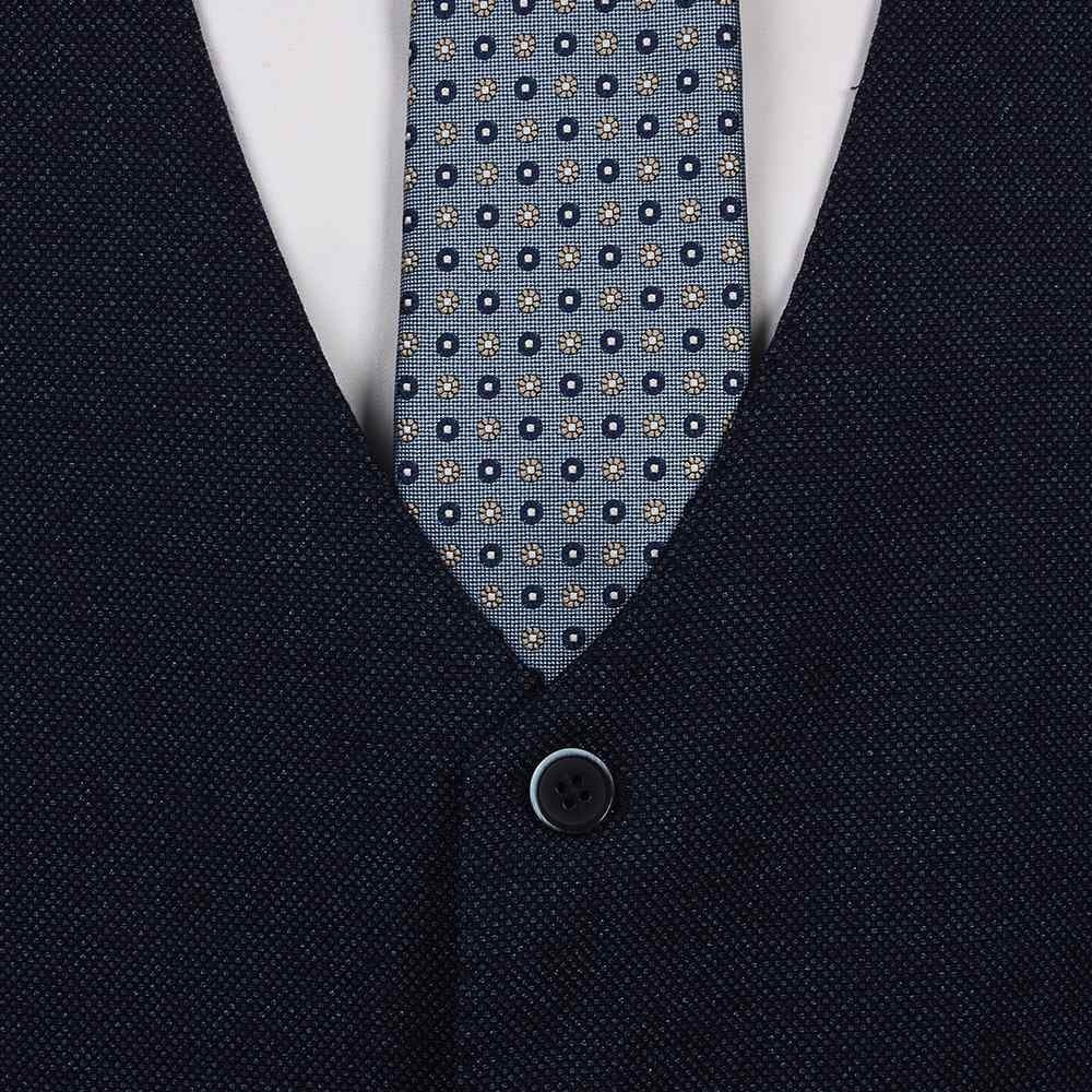 Tapered Fit Blue Birdseye M&M Waistcoat
