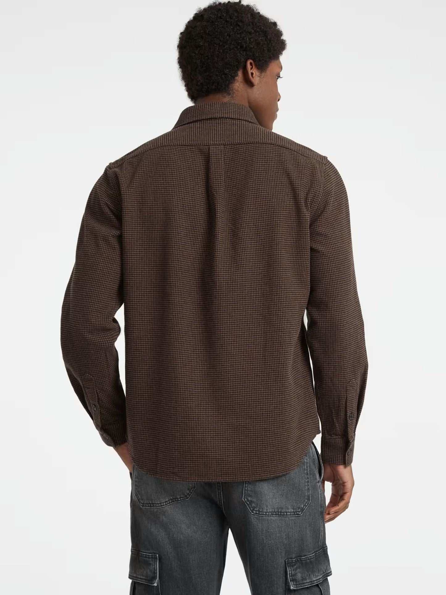 Cotton Plaid Pocket Shirt - Brown Multi