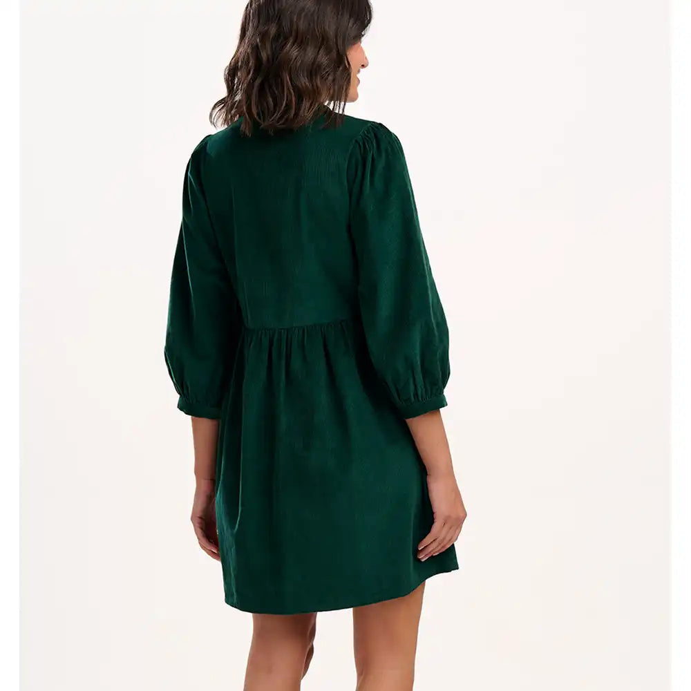 Brandy Mini Smock Dress - Green Cord