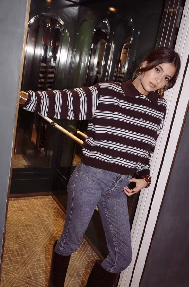 Lucia Striped Contrast Rugby Sweater