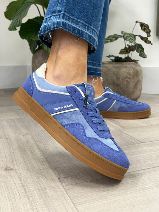 The Greenwich Suede Mixed Texture Trainers - Soft Sapphire