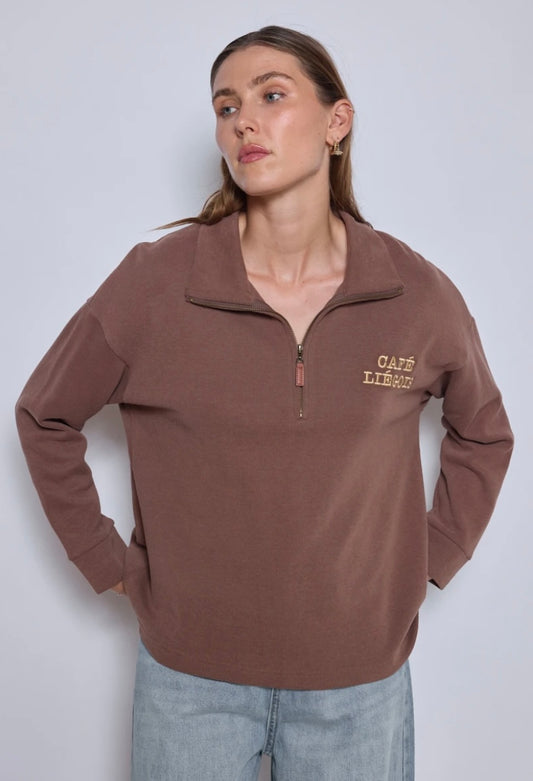 Café Légois 1/4 Zip Top - Coffee