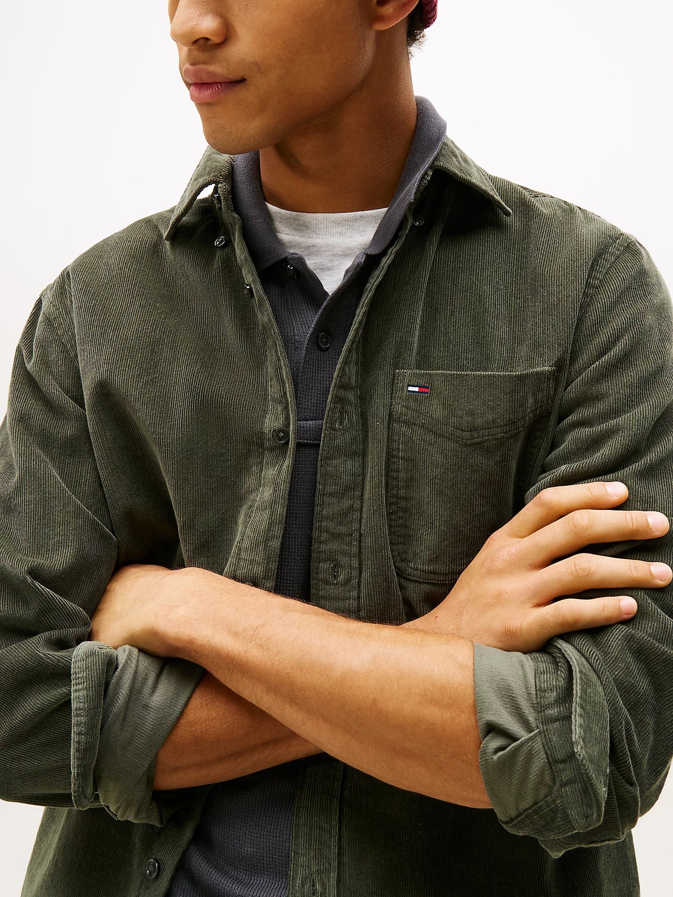 Regular Fit Corduroy Shirt - Pewter Green