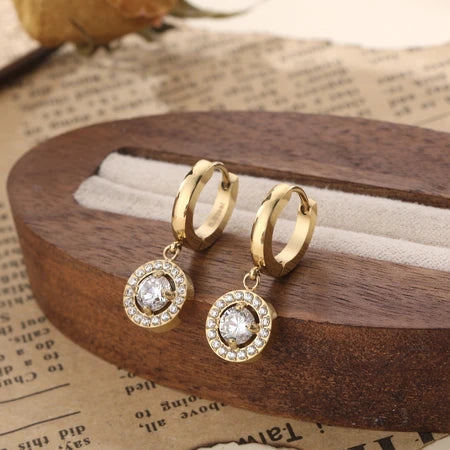 Halia Zirconium Huggies - Gold