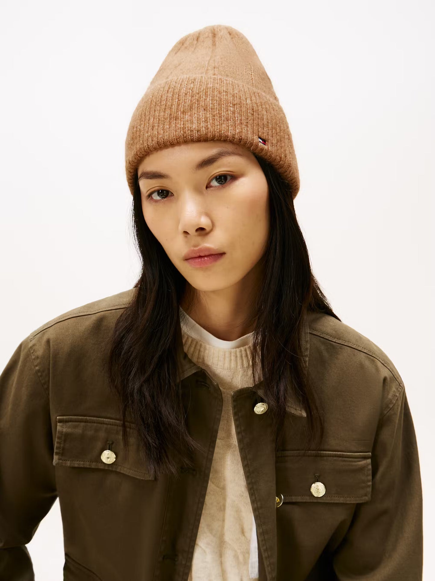 TH Flag Fluffy Beanie - Safari Canvas