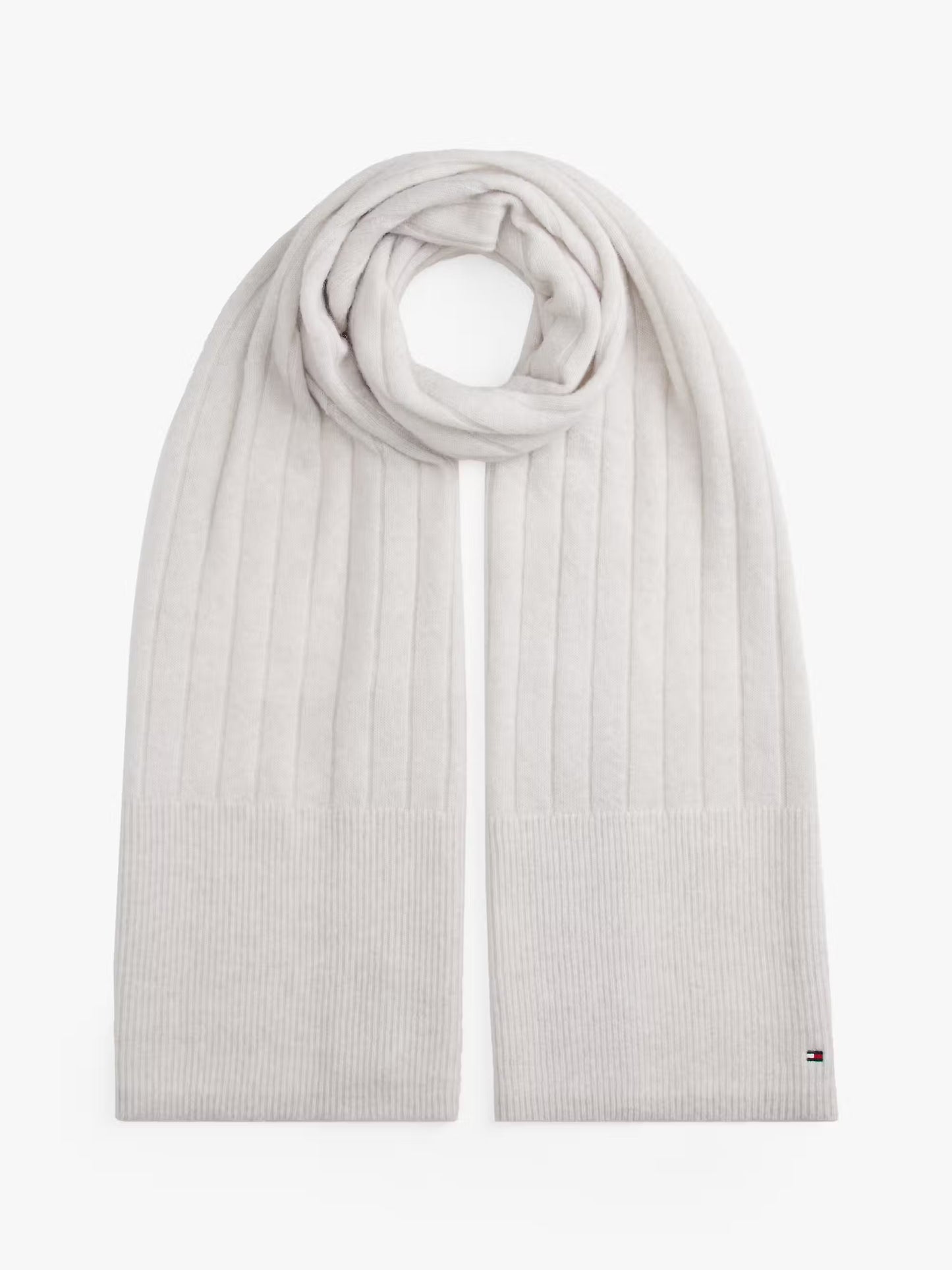 Fluffy Wool Scarf with Flag - Grey Whisper