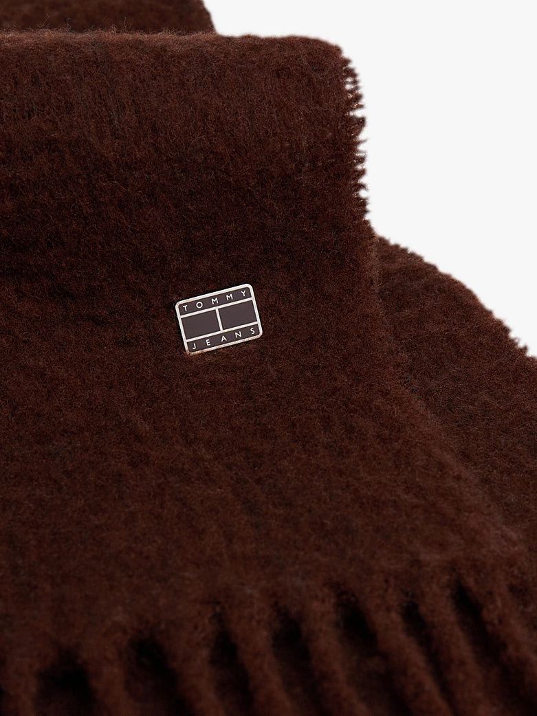Heritage Wool Blend Logo Plaque Scarf - Rich Brown