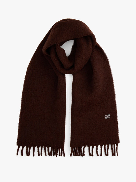 Heritage Wool Blend Logo Plaque Scarf - Rich Brown