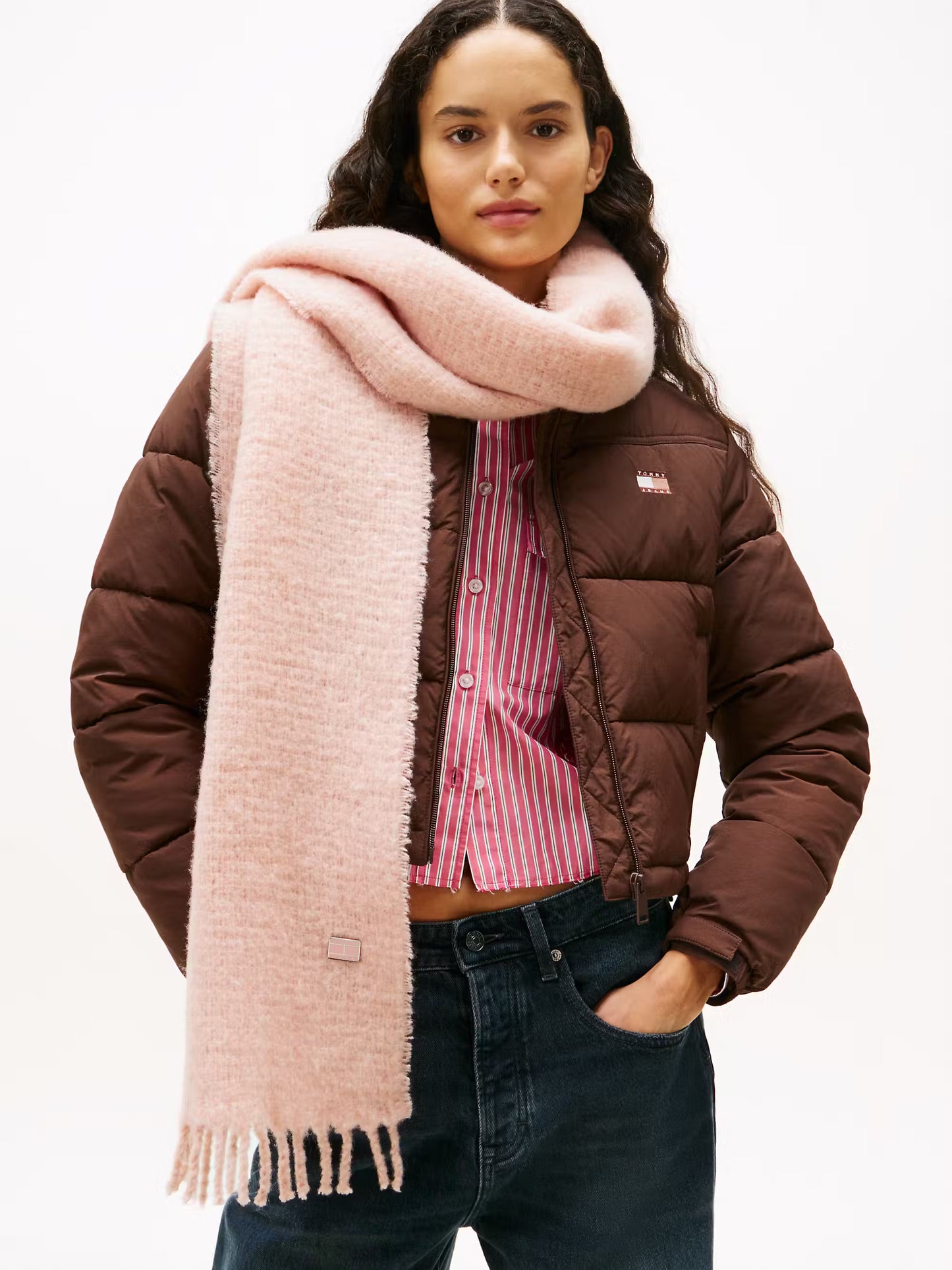 TJW Heritage Wool Blend Scarf - Delicate Pink