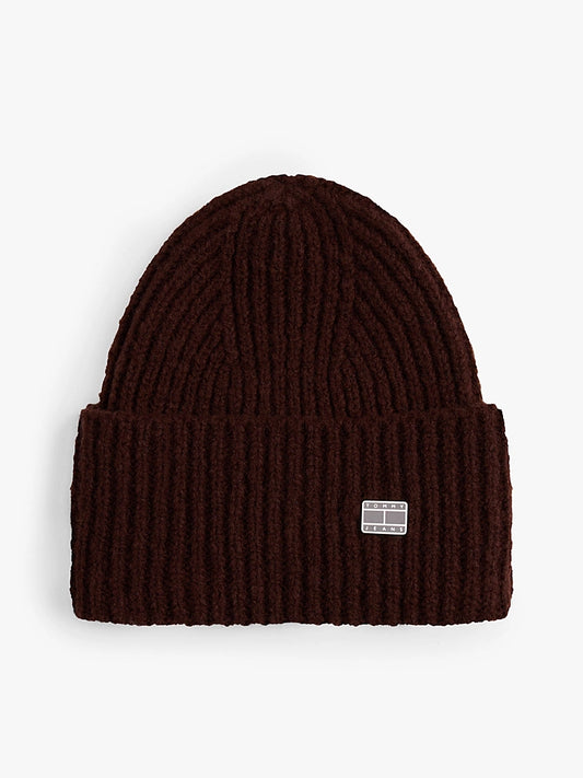 Heritage Wool Blend Logo Plaque Beanie - Rich Brown