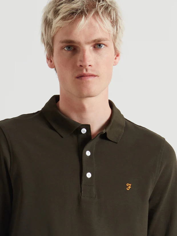 Blanes Long Sleeve Polo Shirt In Evergreen