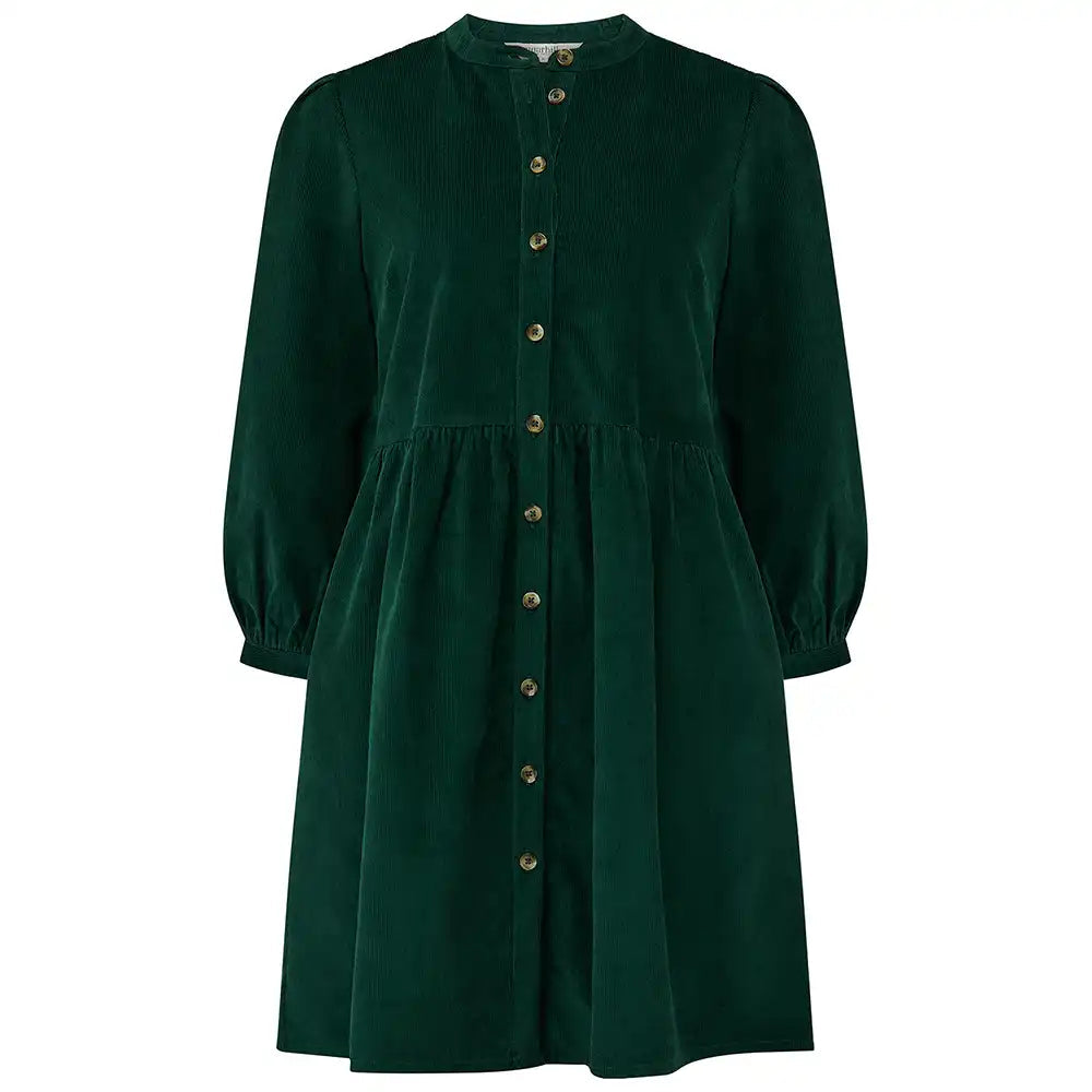Brandy Mini Smock Dress - Green Cord