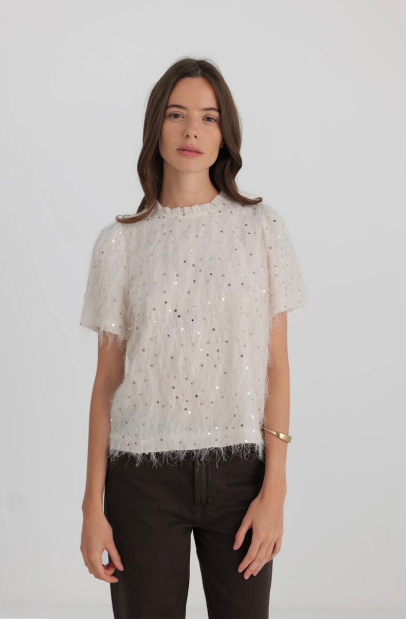 Hallie Sparkle Top - Vanilla