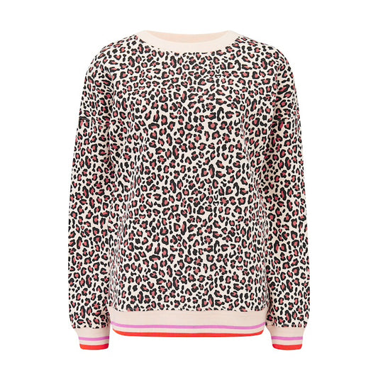 Eadie Relaxed Sweatshirt - Stone, Classic Leopard Retro Stripe