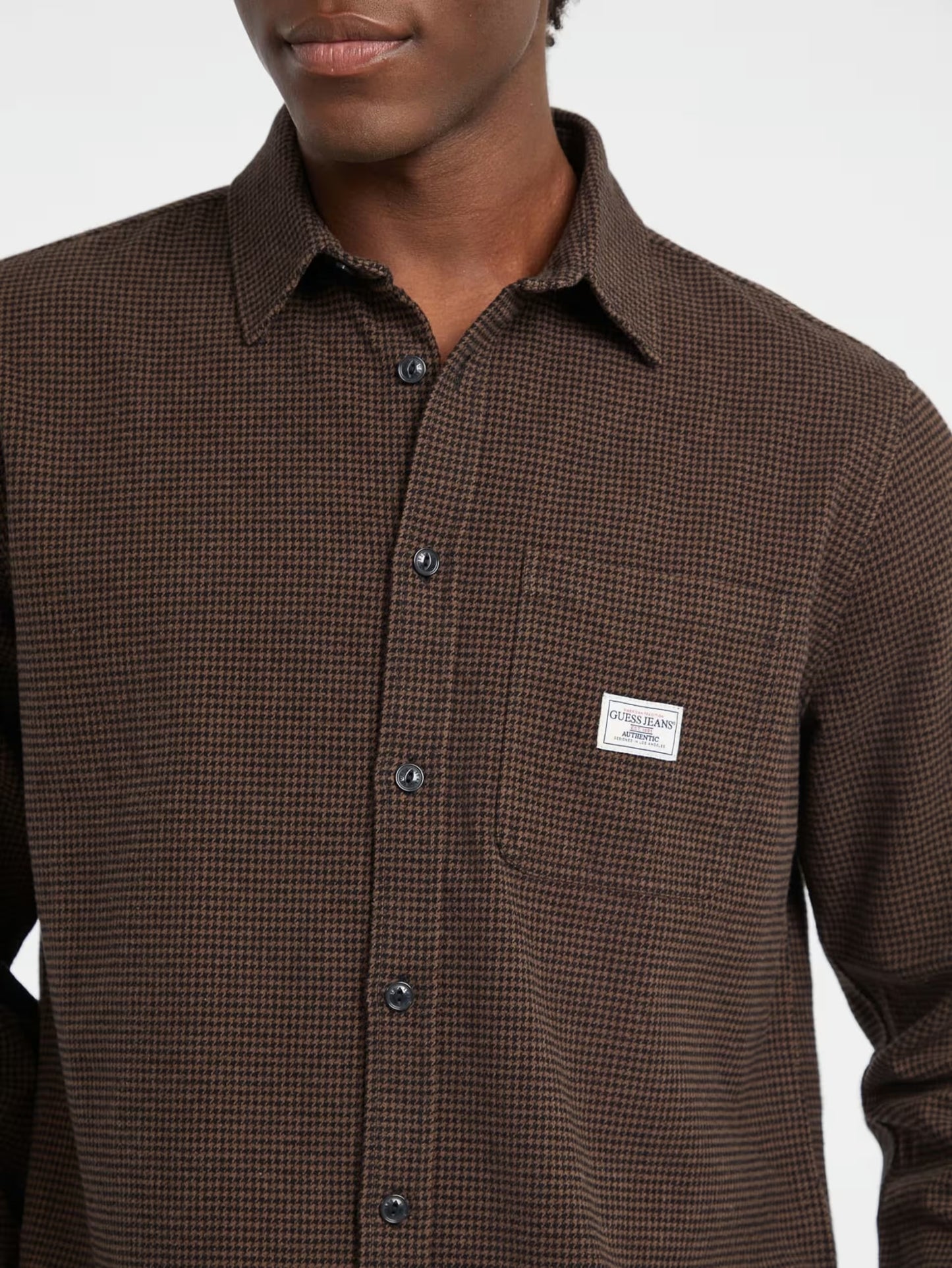 Cotton Plaid Pocket Shirt - Brown Multi