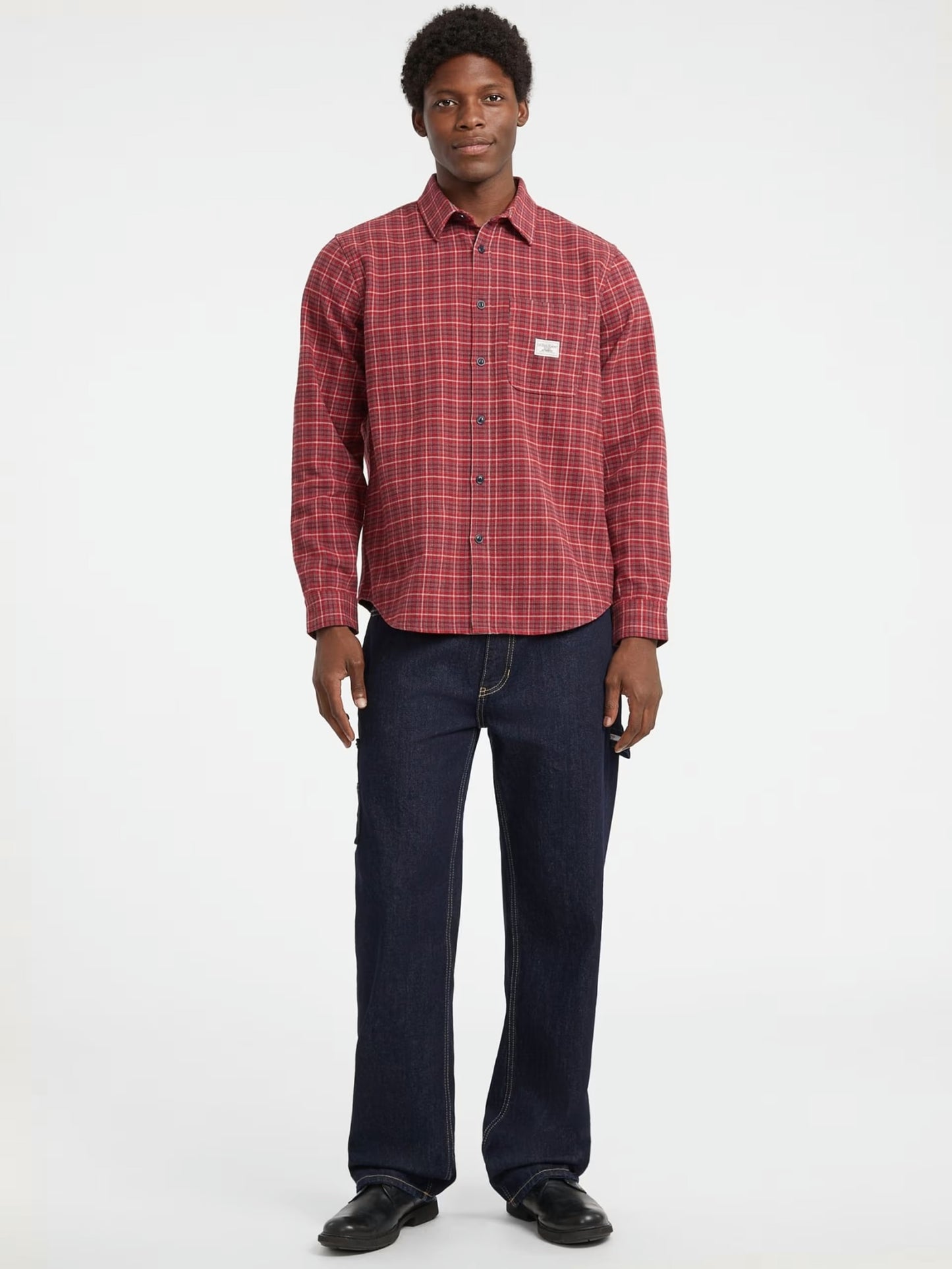 Cotton Plaid Pocket Shirt - Bordeaux Multi