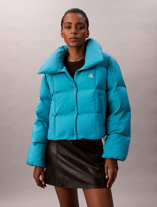 Short Down Puffer Jacket - Teal Slate