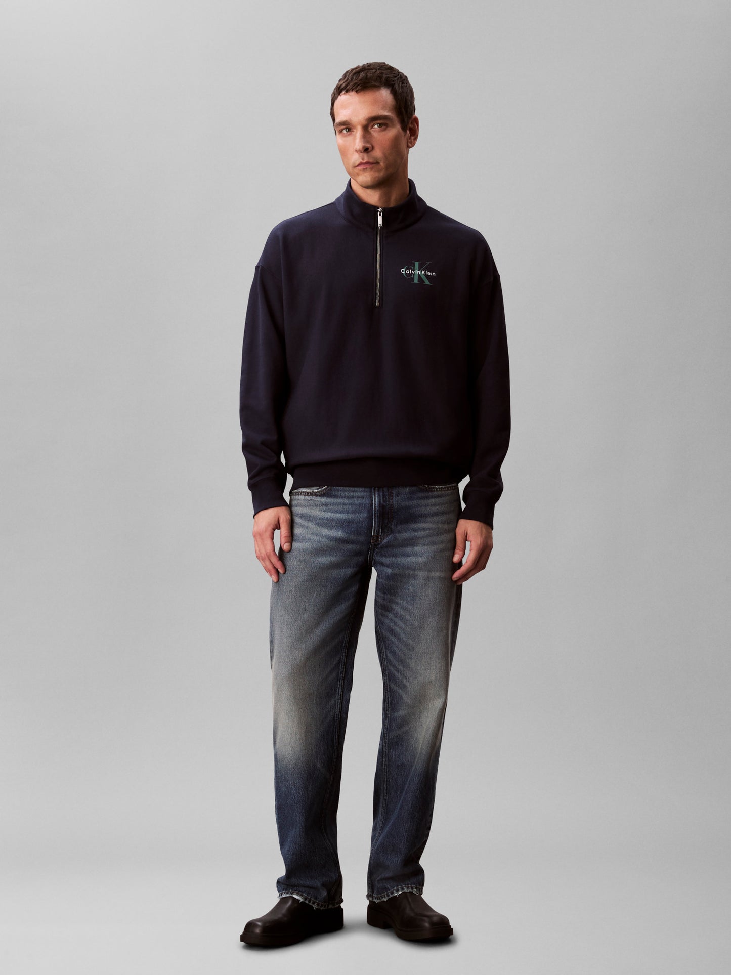 Terry Micro Monologo 1-4 Zip Sweatshirt - Dark Sapphire