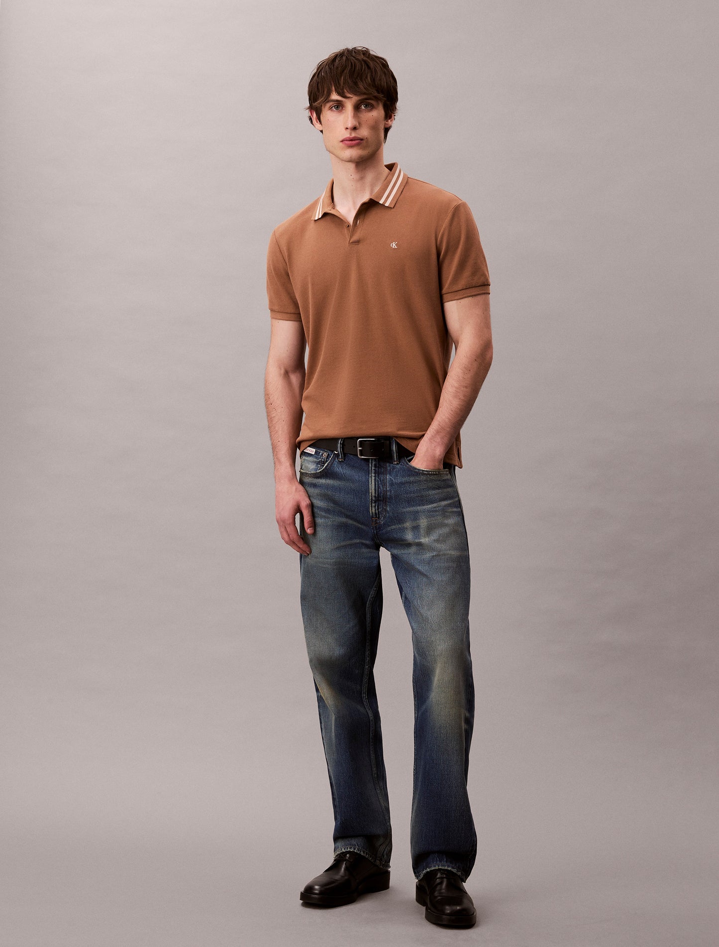 Monogram Logo Pique Tipped Classic polo - Tigers Eye