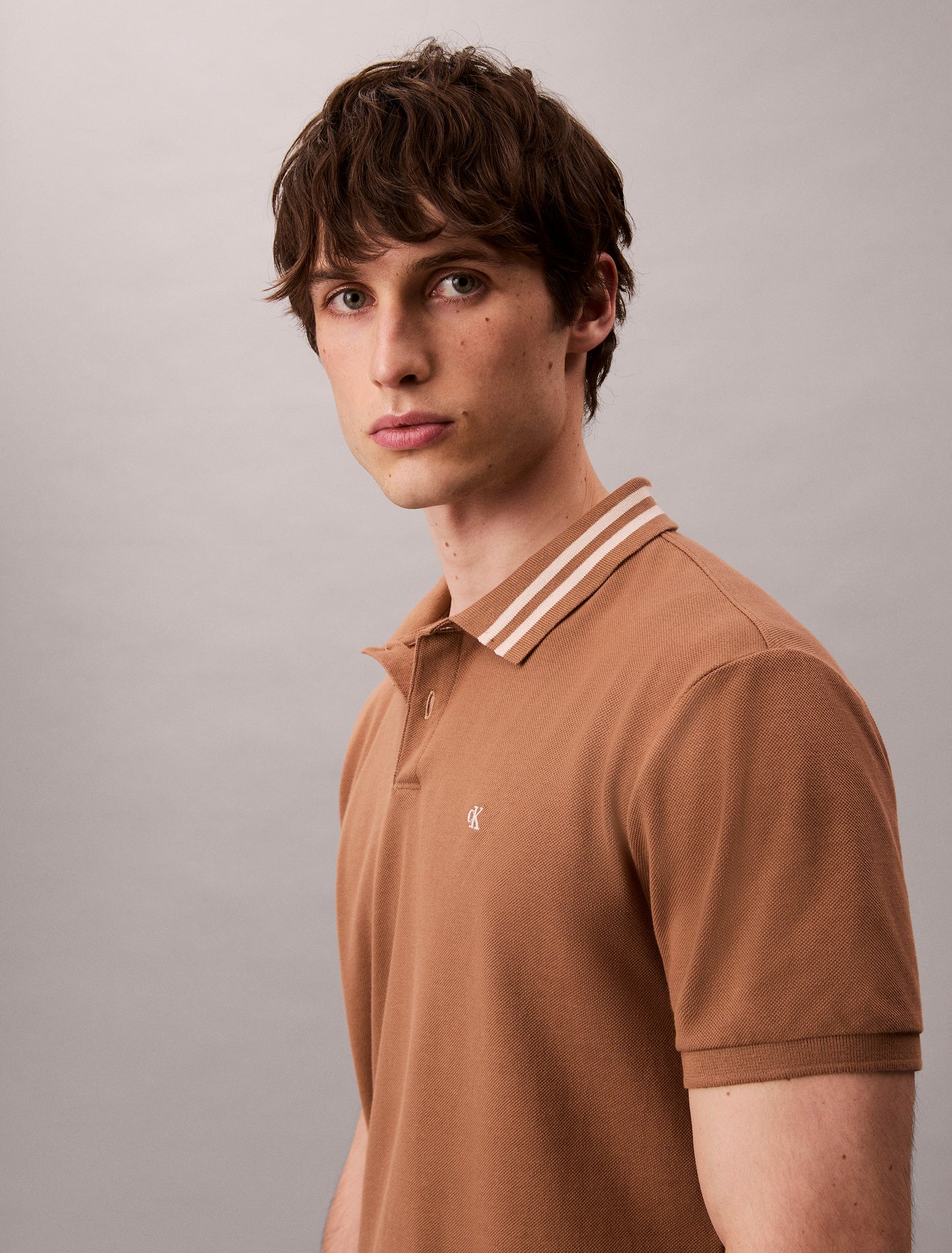 Monogram Logo Pique Tipped Classic polo - Tigers Eye