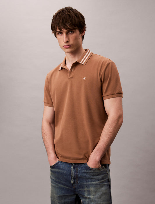 Monogram Logo Pique Tipped Classic polo - Tigers Eye