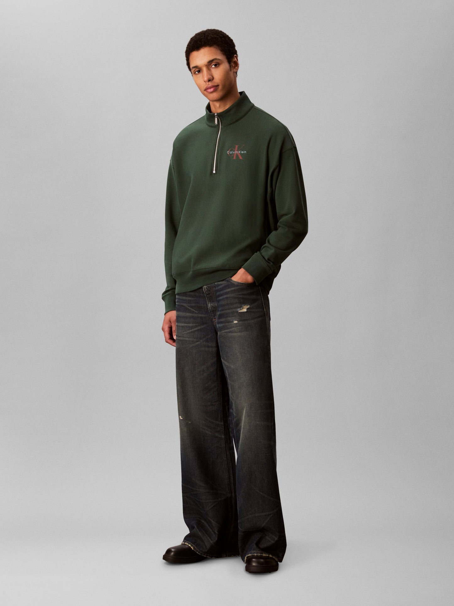 Terry Micro Monologo 1-4 Zip Sweatshirt - Sycamore