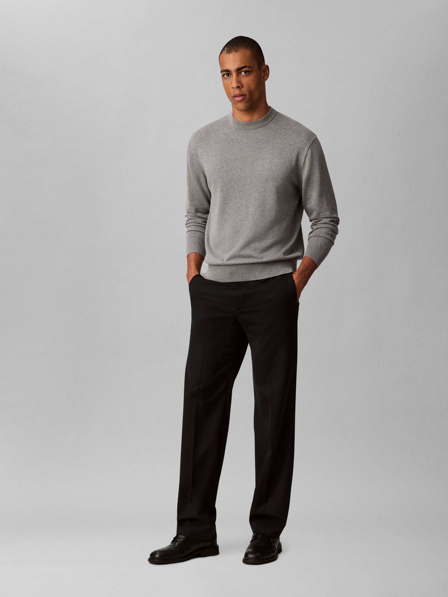 Relaxed Cotton Monogram Jumper - Grey Heather