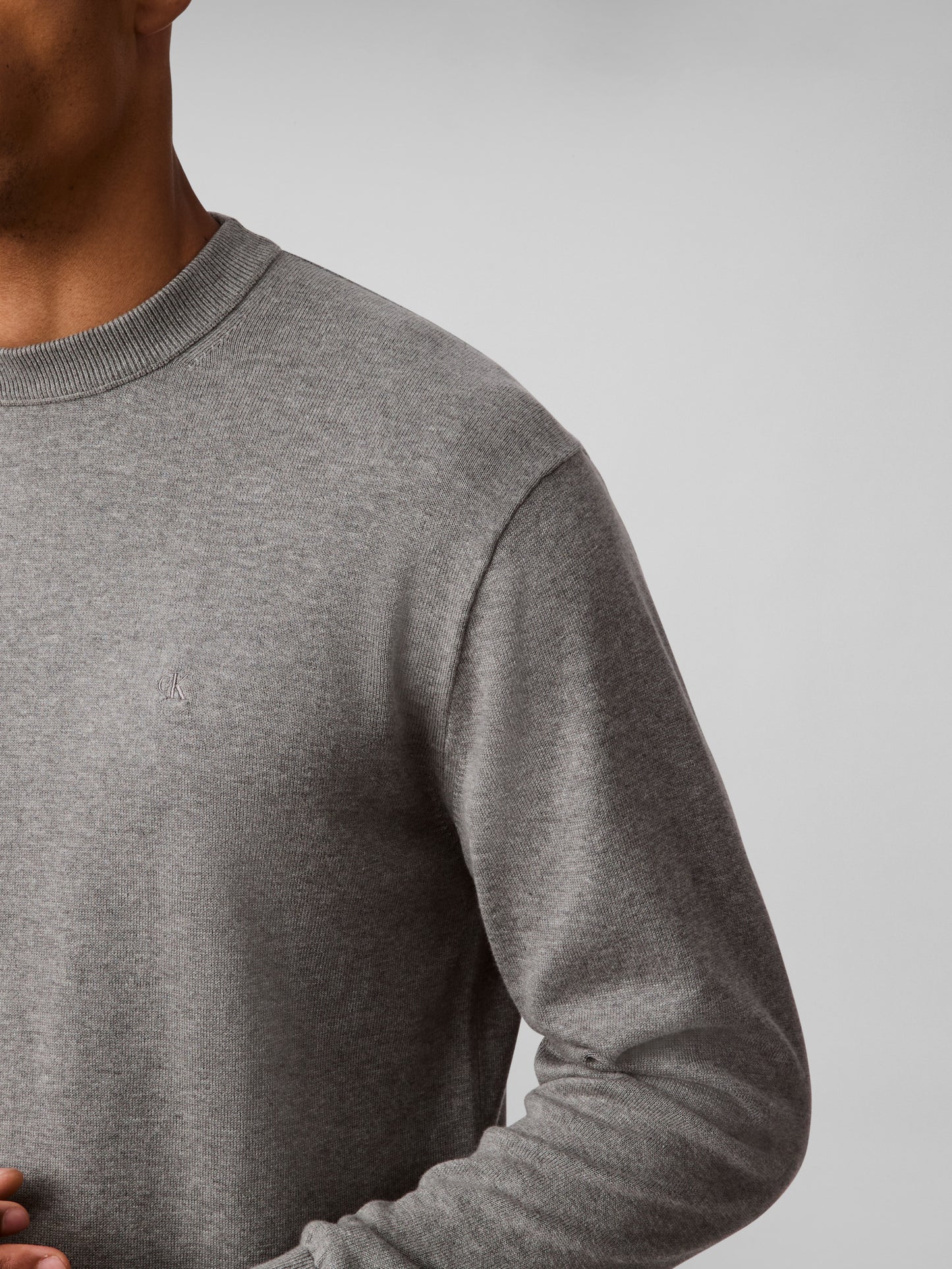 Relaxed Cotton Monogram Jumper - Grey Heather