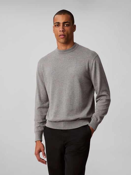 Relaxed Cotton Monogram Jumper - Grey Heather