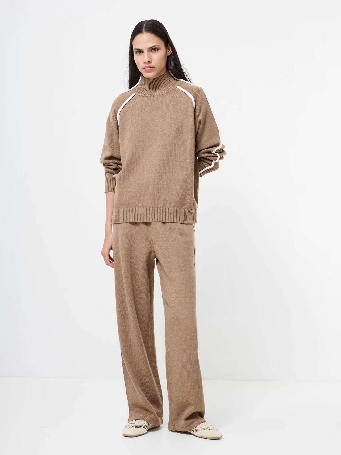 Jordan High Neck Long Sleeve Jumper - Camel Porcelain
