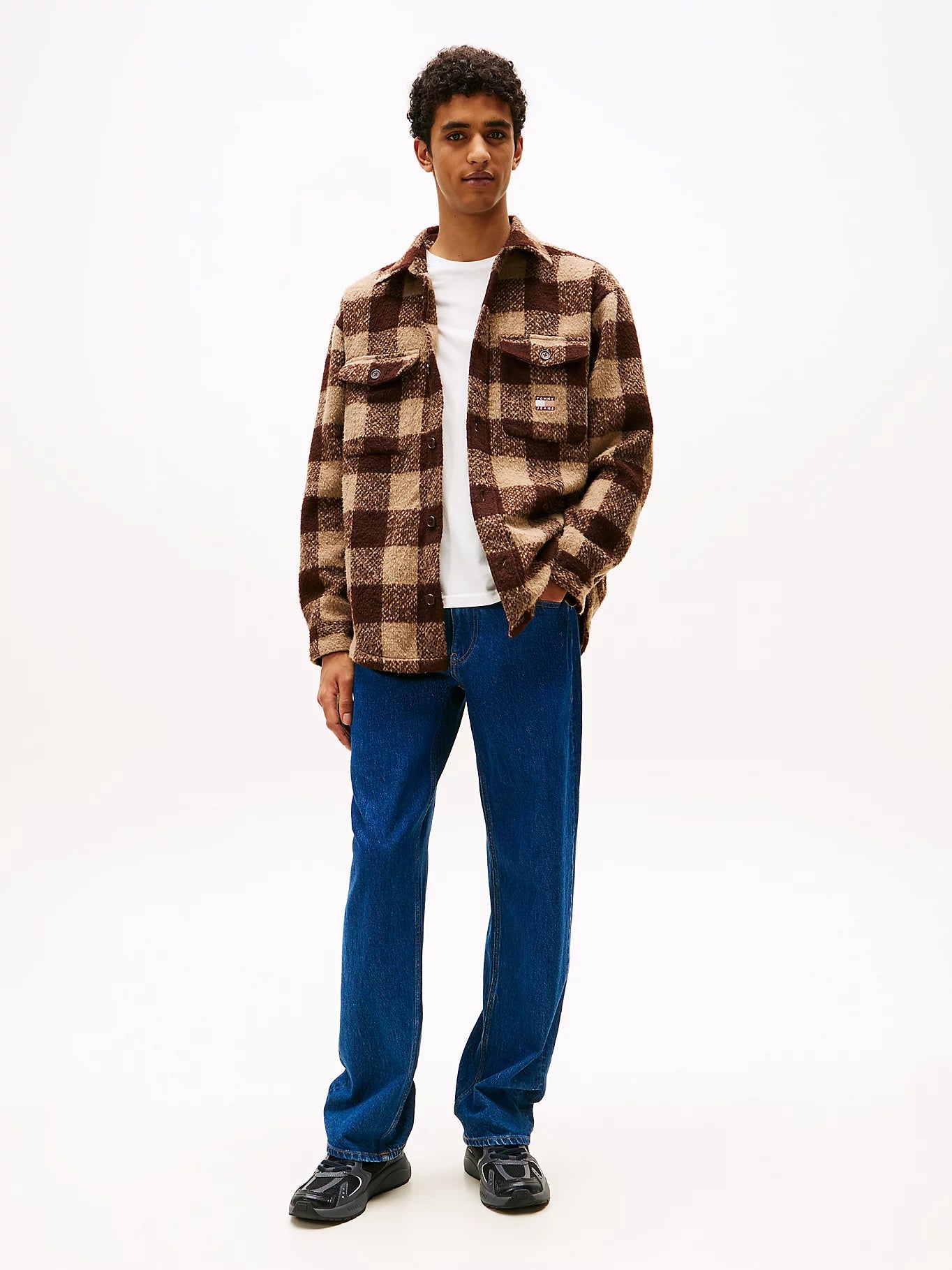 Flannel Check Oversized Fit Overshirt - Rich Brown