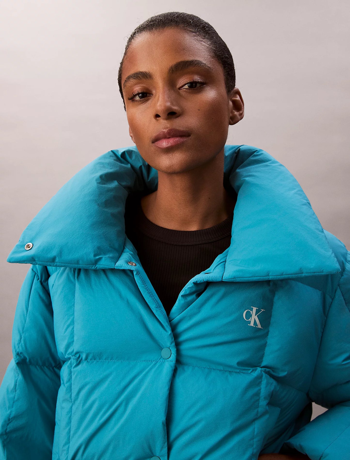 Short Down Puffer Jacket - Teal Slate