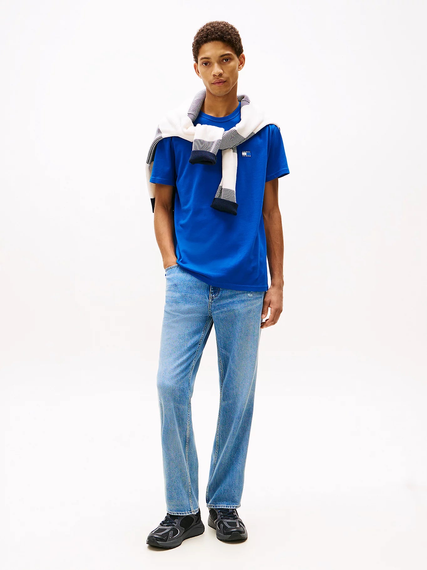 Tonal Tommy Badge Crew Neck T-Shirt - Vibrant Indigo Tonal