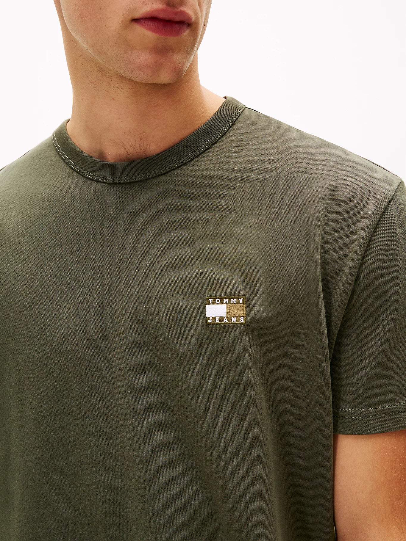 Tonal Tommy Badge Crew Neck T-Shirt - Pewter Green Tonal