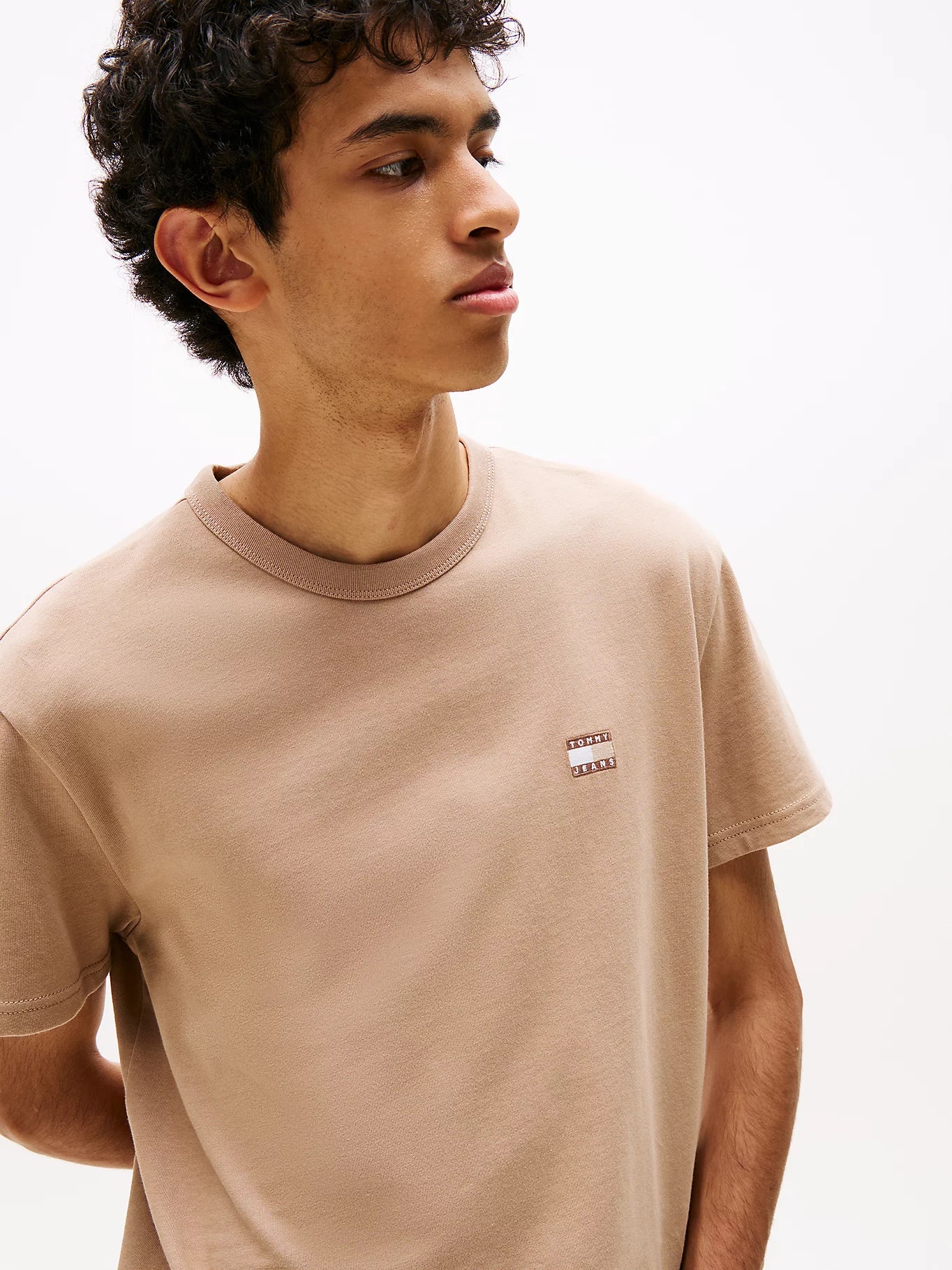 Tonal Tommy Badge Crew Neck T-Shirt - Costal Taupe