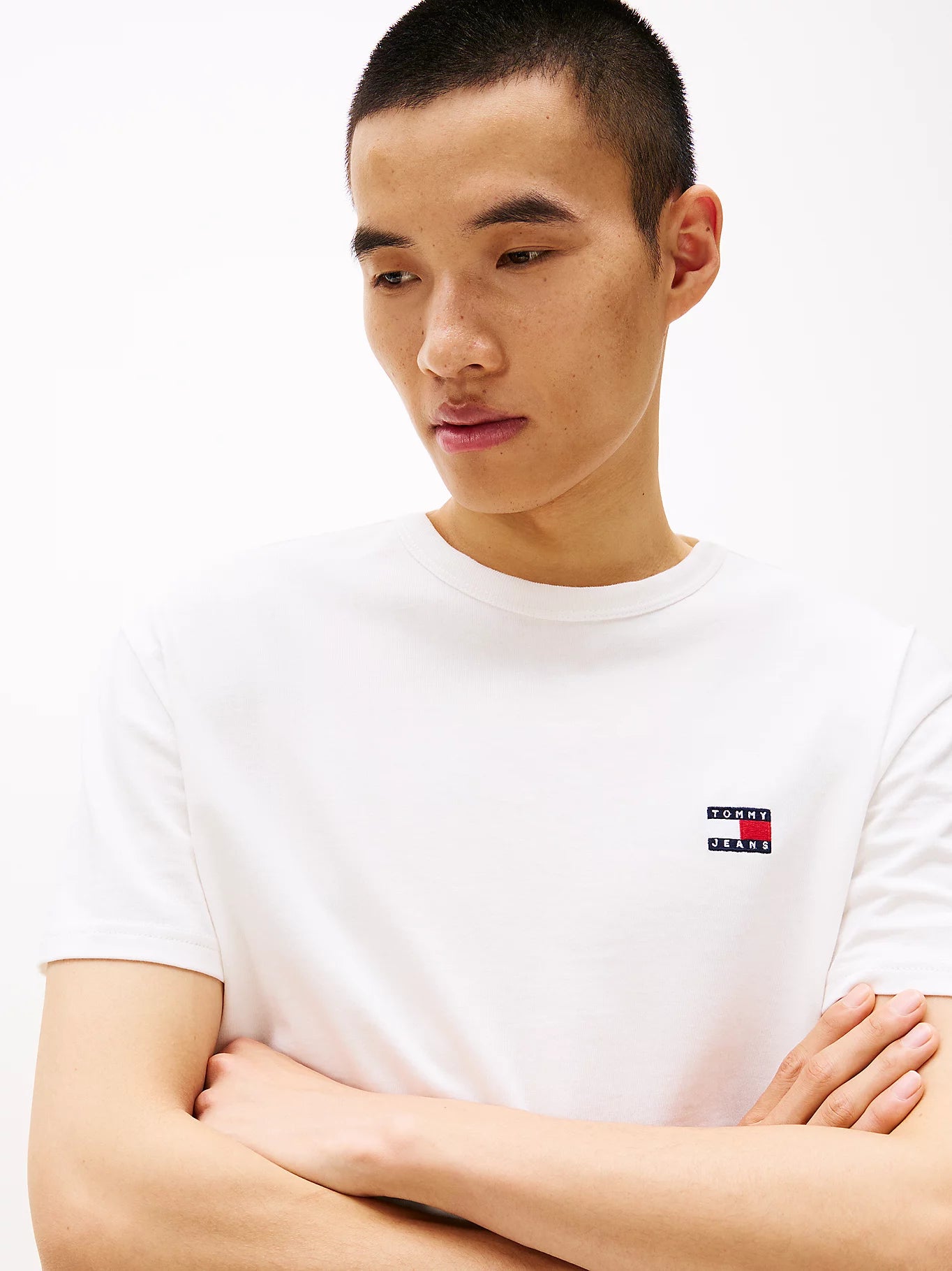 Tonal Tommy Badge Crew Neck T-Shirt - Ecru