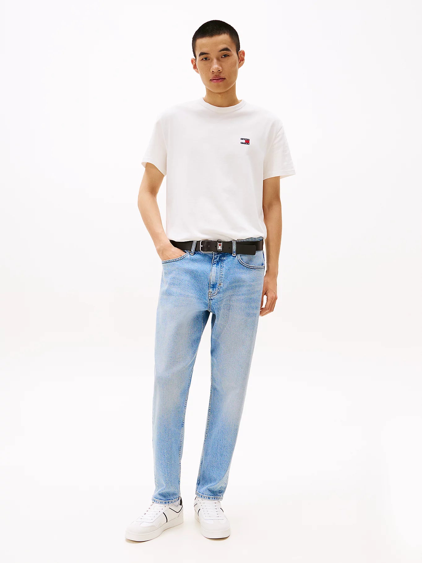 Tonal Tommy Badge Crew Neck T-Shirt - Ecru