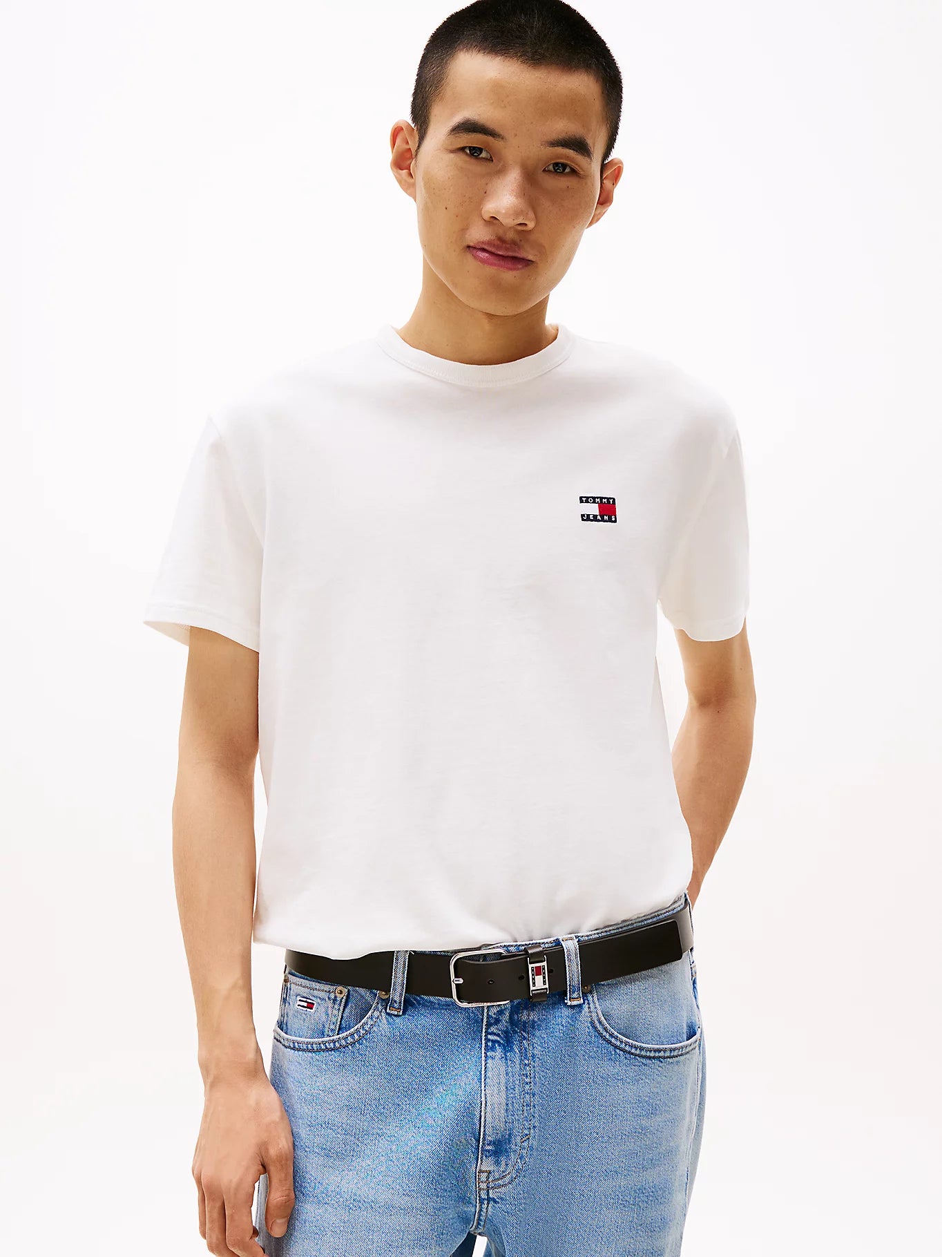 Tonal Tommy Badge Crew Neck T-Shirt - Ecru
