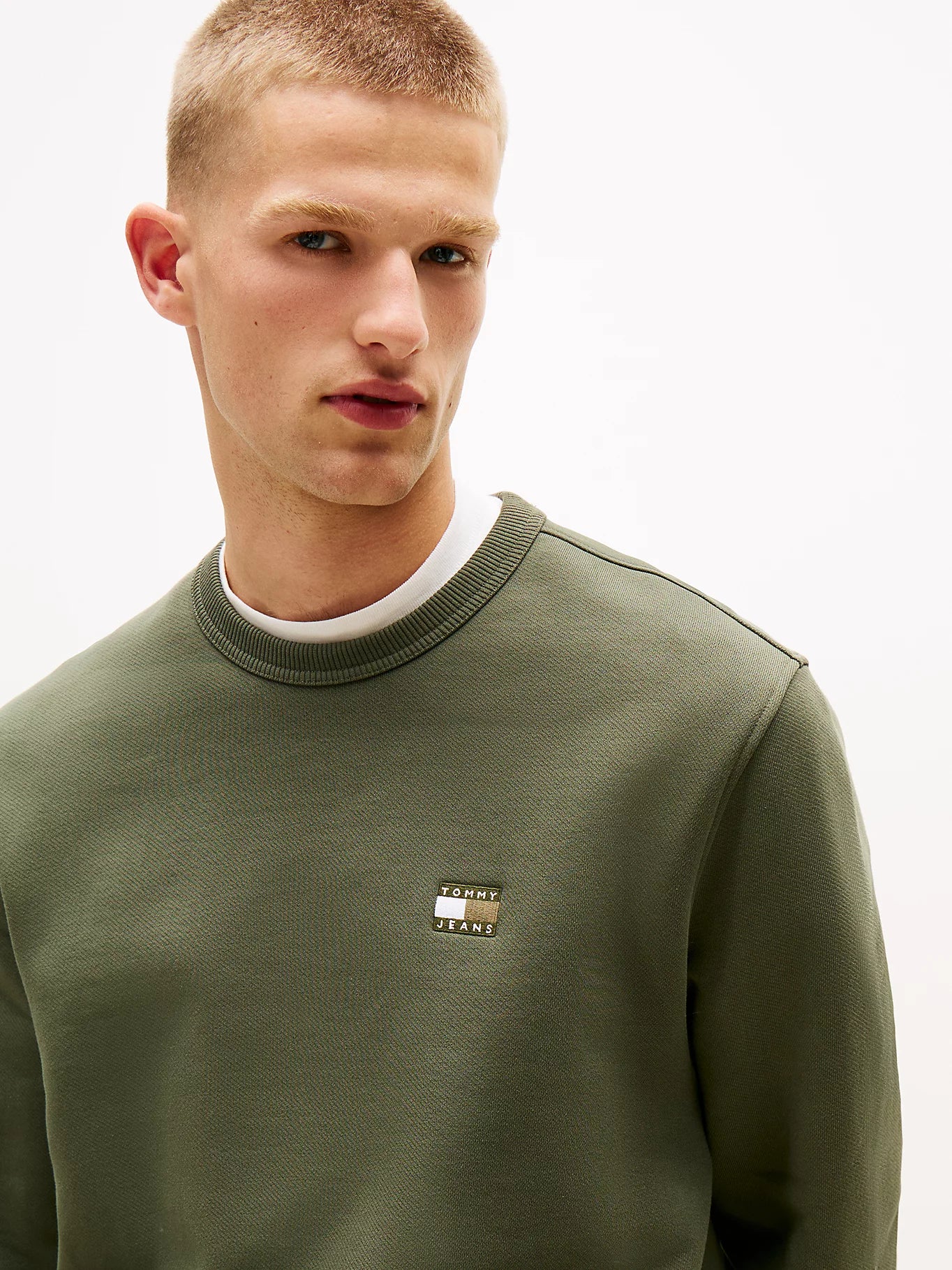 Tonal Tommy Badge Crew Neck Sweatshirt - Pewter Green Tonal