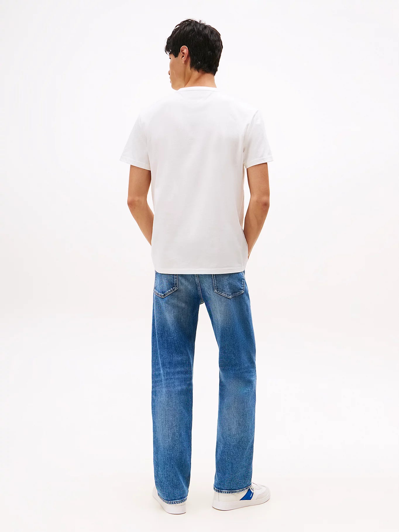 Linear Logo Embroidery Crew Neck T-Shirt - Ecru Multi