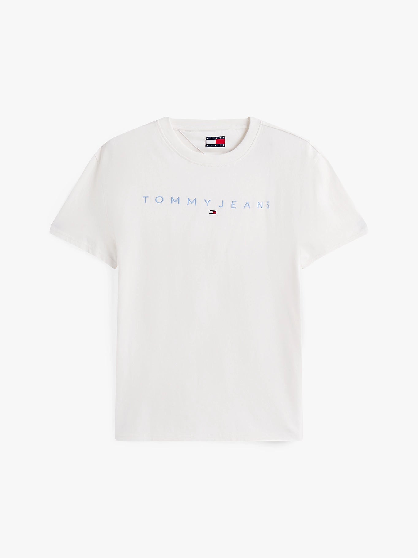 Linear Logo Embroidery Crew Neck T-Shirt - Ecru Multi