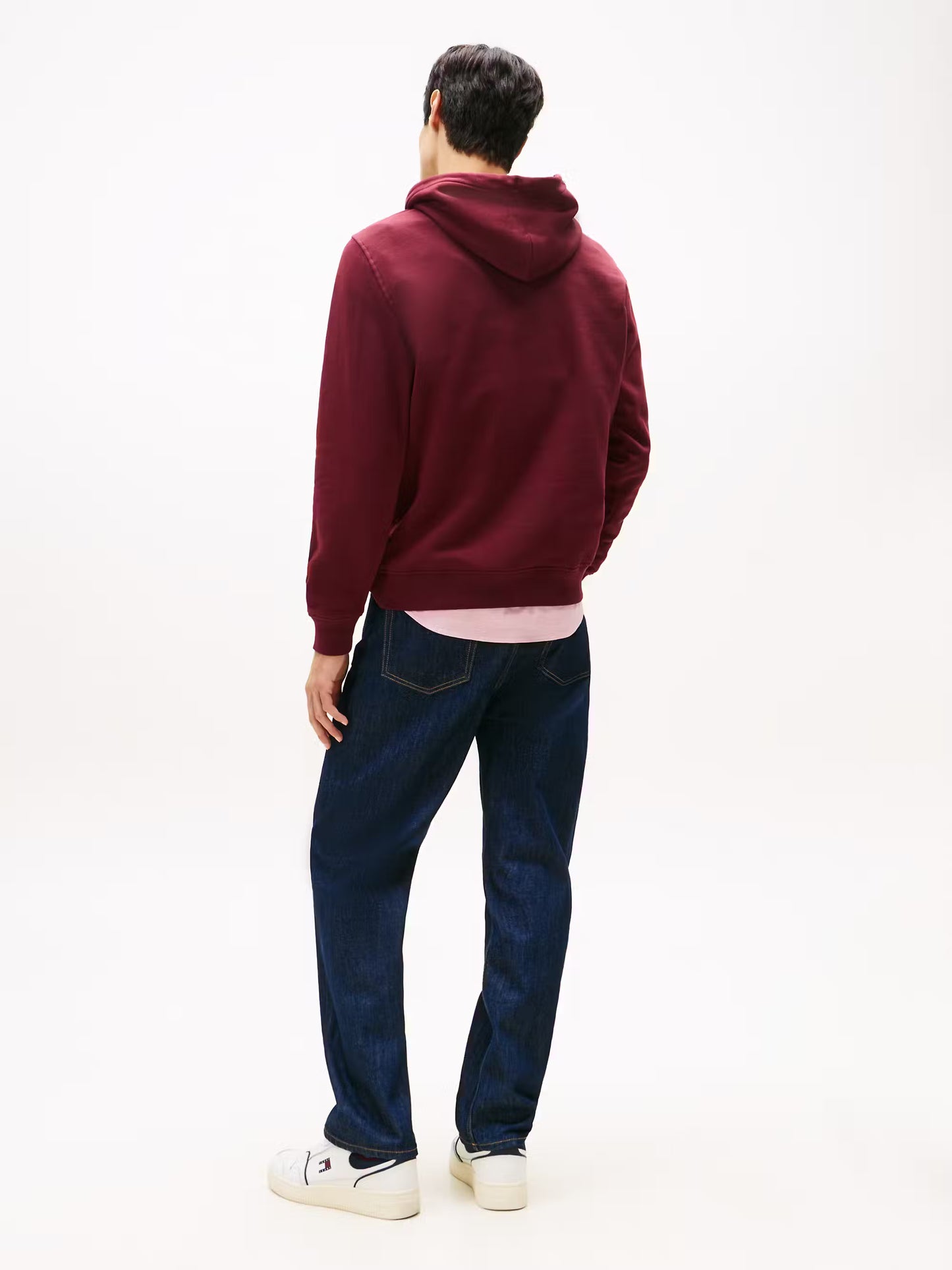 TJM Regular Linear Logo Hoodie - Red Wine