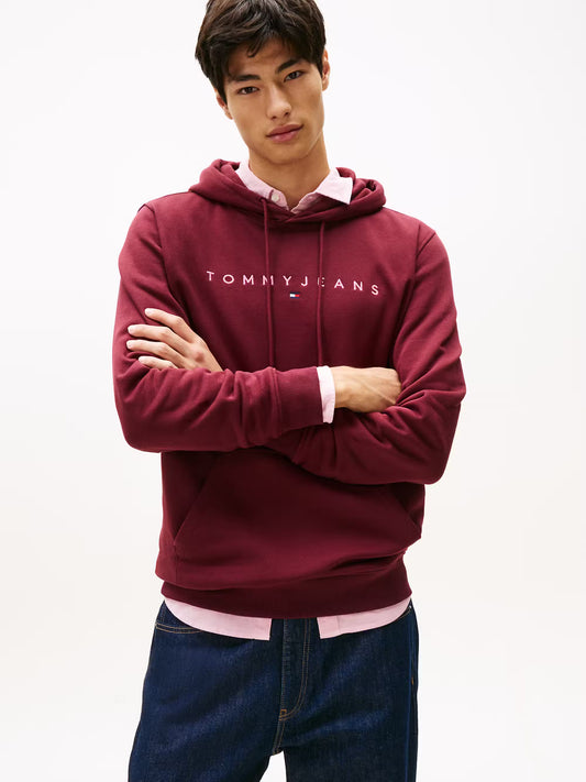 TJM Regular Linear Logo Hoodie - Red Wine