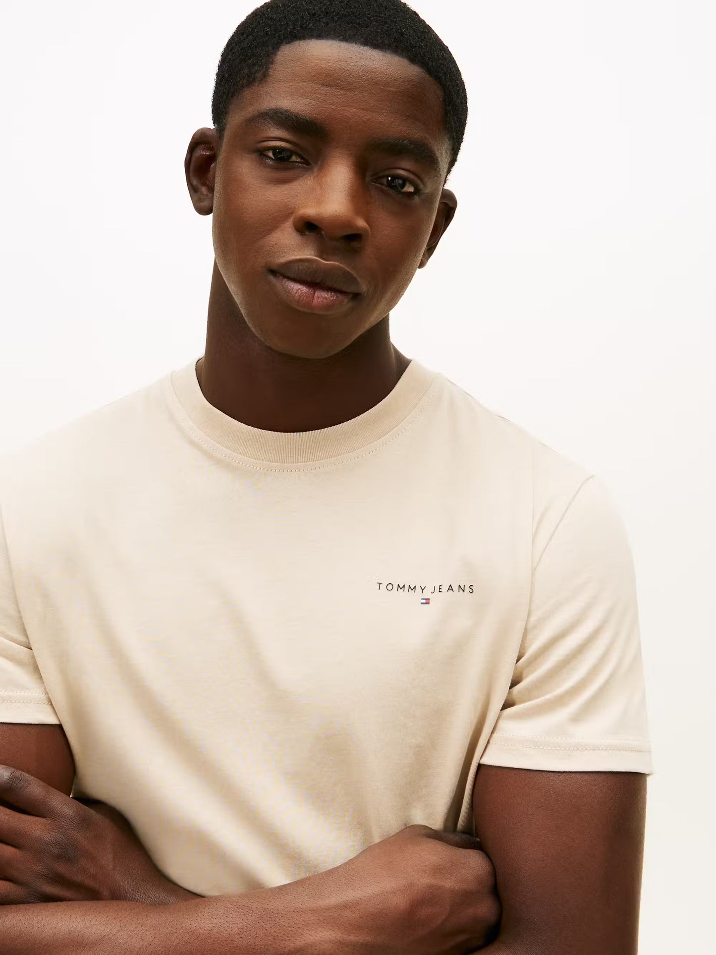 Linear Logo Slim Crew Neck T-Shirt - Gulf Sand