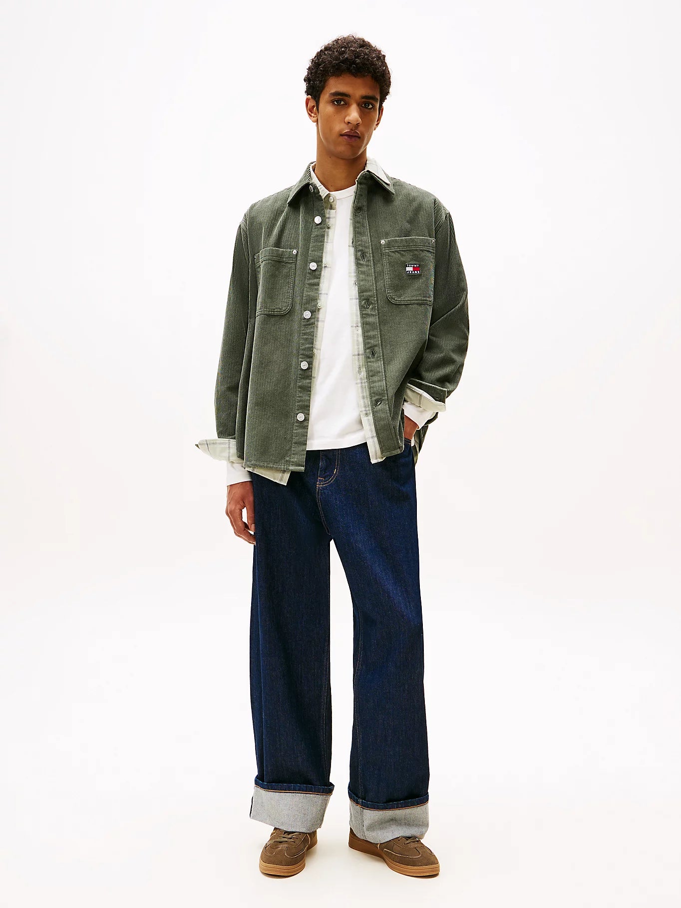 Logo Relaxed Fit Corduroy Shirt - Pewter Green