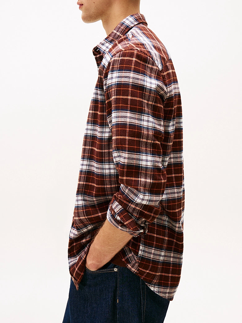 Regular Fit Check Flannel Shirt - Rich Brown/Big Check